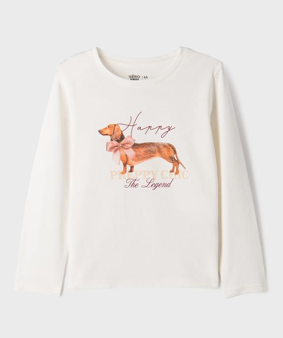 Tee-shirt manches longues avec inscription fantaisie fille vue1 - GEMO 4G FILLE - GEMO