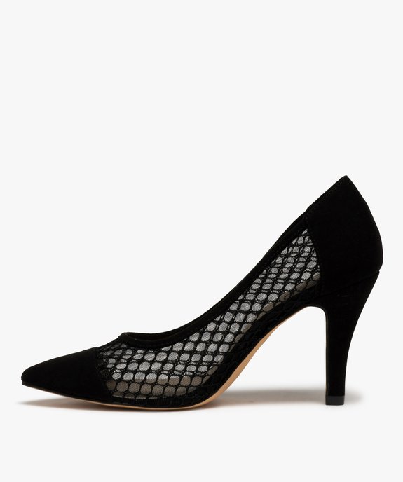 Escarpins femme à talon et dessus ajouré  vue3 - GEMO(URBAIN) - GEMO