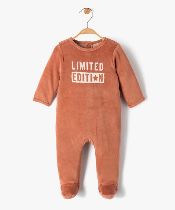 Pyjama bébé fille en velours à message vue1 - PREMIER PRIX BY GEMO - GEMO