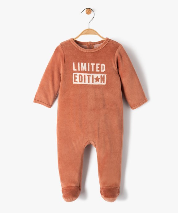 Pyjama bébé fille en velours à message vue1 - PREMIER PRIX BY GEMO - GEMO