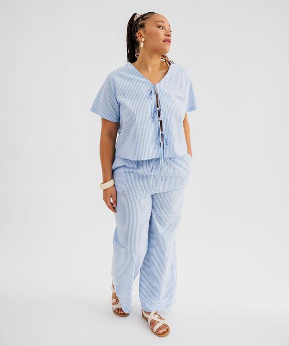 Pantalon rayé en coton femme grande taille vue4 - GEMO (G TAILLE) - GEMO