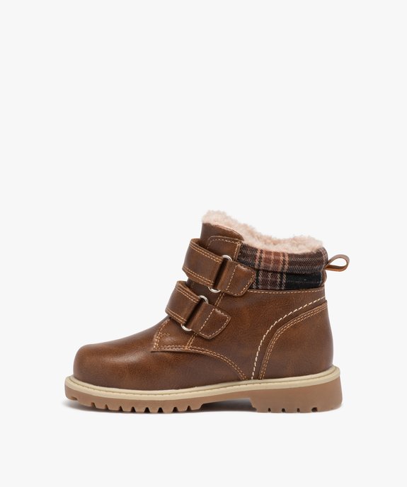 Boots fourrées chaudes à scratch et col fantaisie vue3 - PREMIER PRIX BY GEMO - GEMO