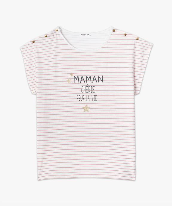 Tee-shirt de grossesse rayé avec message compatible allaitement vue4 - GEMO 4G MATERN - GEMO