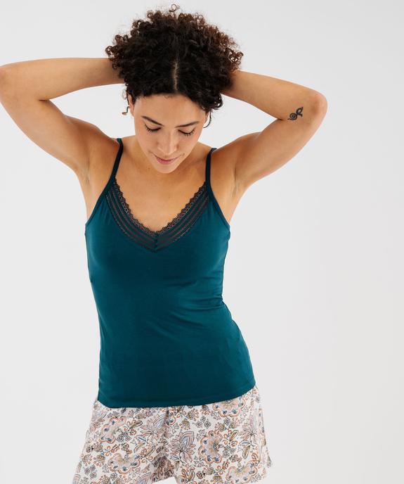 Haut de pyjama à fines bretelles et dentelle femme vue1 - GEMO 4G FEMME - GEMO