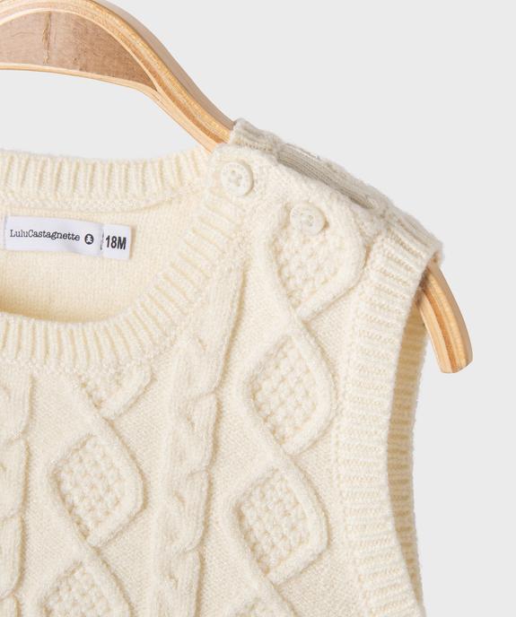 Pull sans manches à torsades bébé fille - LuluCastagnette vue2 - LULU CASTAGNETTE GEMO FOR GOOD - GEMO
