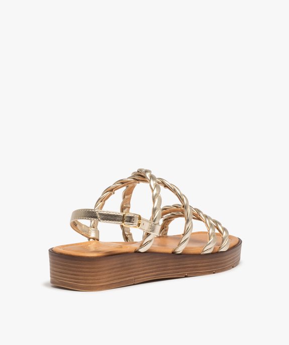 Sandales femme à brides torsadées métallisées vue4 - GEMO (CASUAL) - GEMO