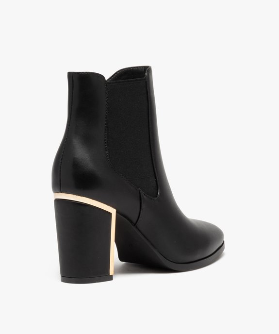 Boots femme unies à talon carré liseré métallique vue4 - GEMO(URBAIN) - GEMO