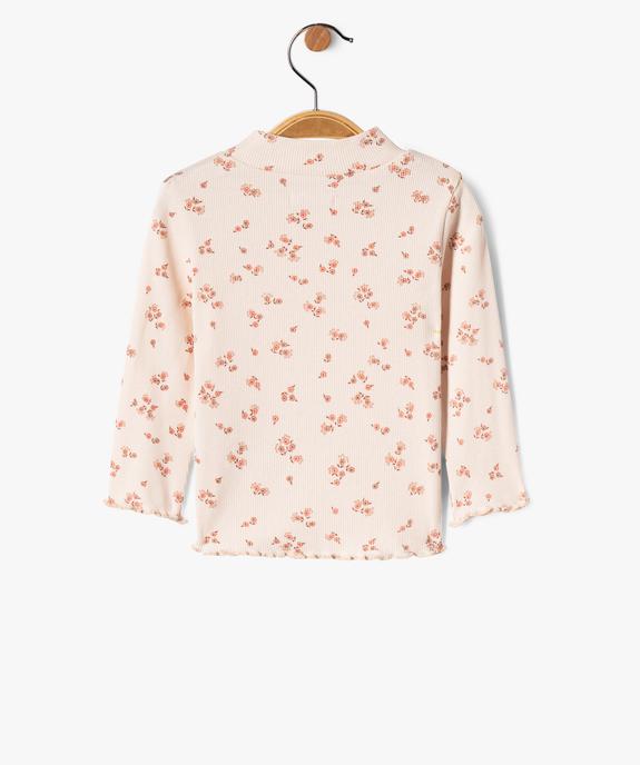 Tee-shirt en maille côtelée à col montant bébé fille vue3 - GEMO(BEBE DEBT) - GEMO