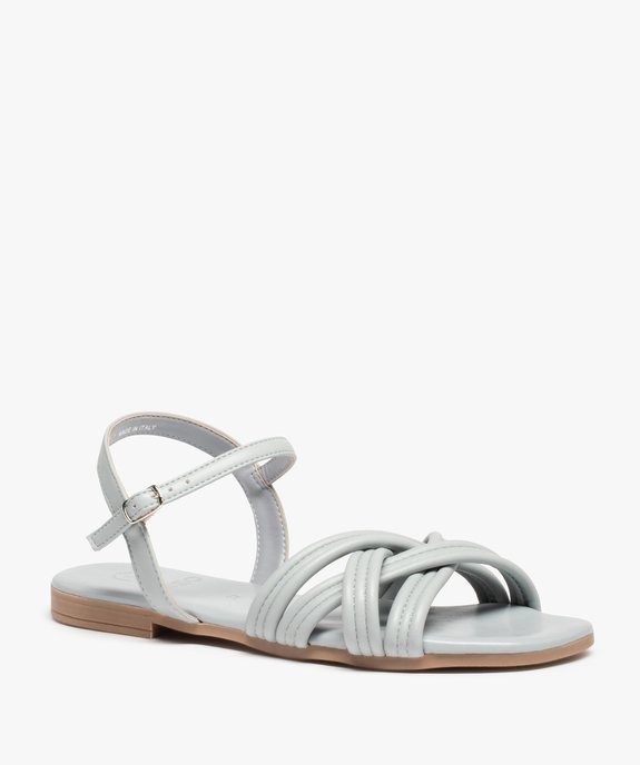 Sandales femme à talon plat et fines brides unies vue2 - GEMO (CASUAL) - GEMO