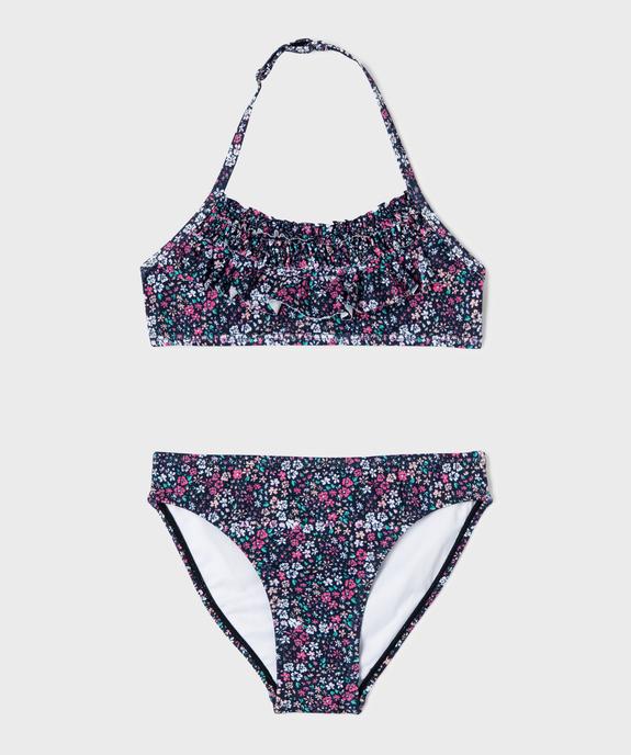 Maillot de bain 2 pièces à fleurs et volants fille vue1 - GEMO (ENFANT) - GEMO