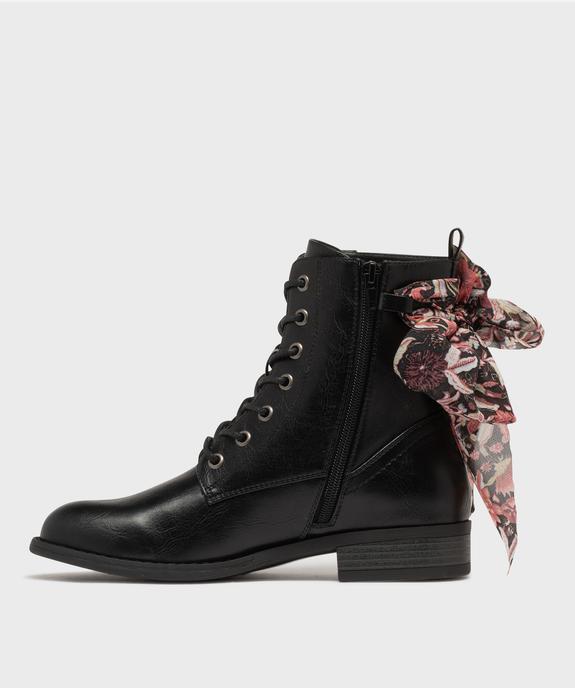 Boots à lacets et zip avec foulard à nouer femme  vue3 - EMILIA ROSA G4G - GEMO