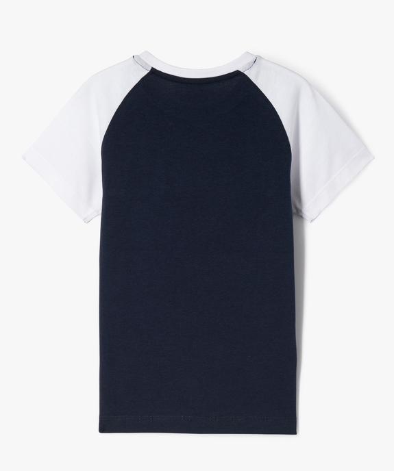 Tee-shirt manches courtes contrastantes avec imprimé garçon vue3 - GEMO (ENFANT) - GEMO