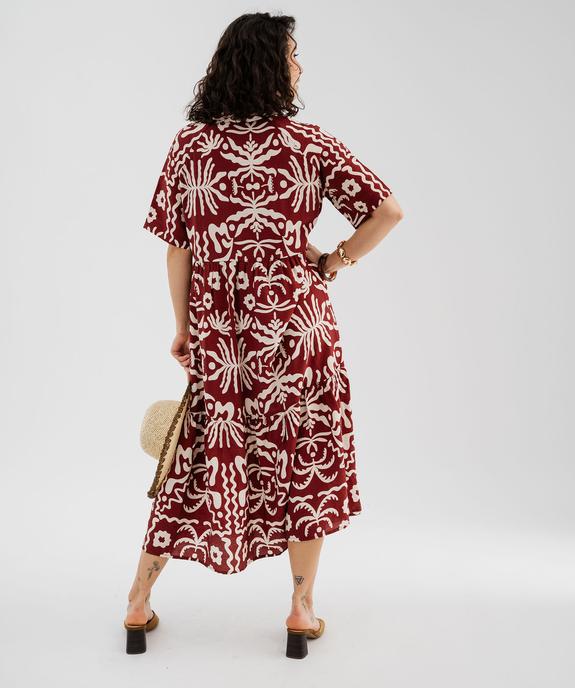 Robe longue et fluide à manches courtes imprimée femme vue3 - GEMO 4G FEMME - GEMO