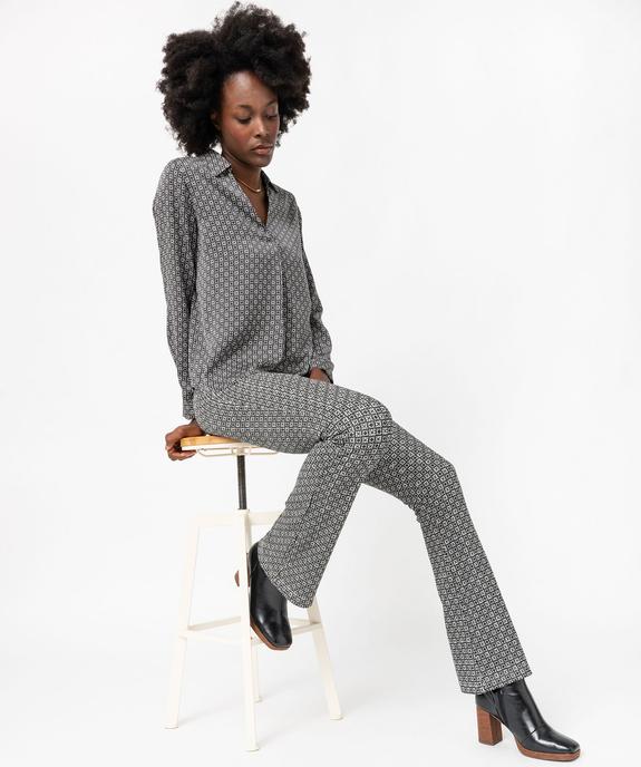 Pantalon patte d'éléphant en maille imprimée femme vue5 - GEMO(FEMME PAP) - GEMO