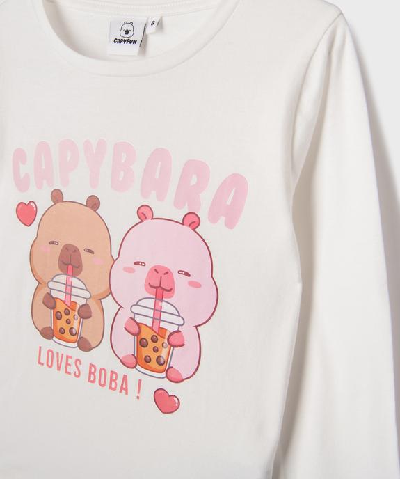 Pyjama en jersey de coton imprimé fantaisie fille - Capyfun vue2 - CAPYFUN - GEMO