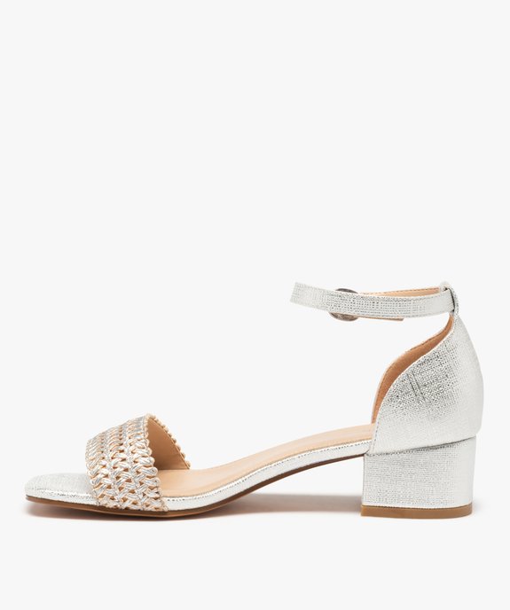 Sandales femme à talon carré et brides métallisées vue3 - GEMO(URBAIN) - GEMO