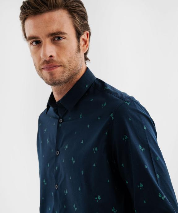Chemise manches longues coupe droite en coton imprimé homme - GEMO (HOMME) Chemise manches longues coupe droite en coton imprimé homme vue3 - GEMO (HOMME) - GEMO