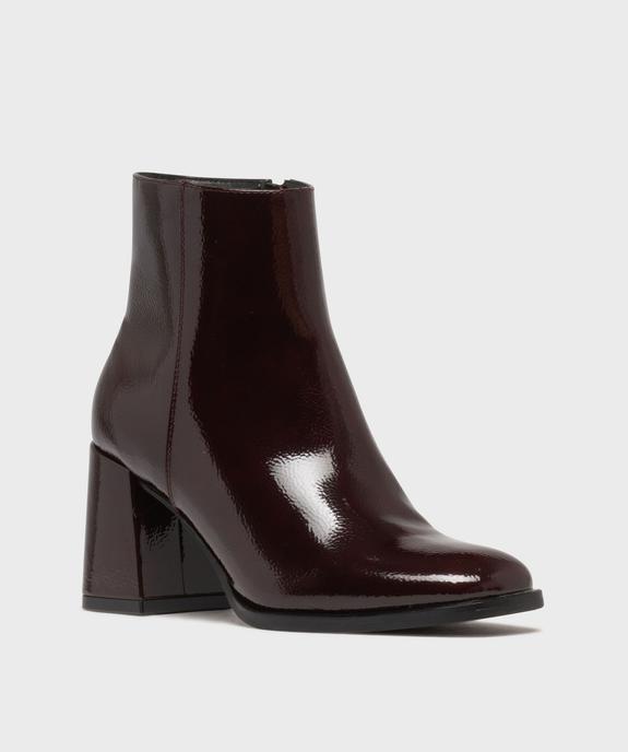 Boots vernis avec bout carré et talon flare femme - Follow Me vue2 - FOLLOW ME - GEMO