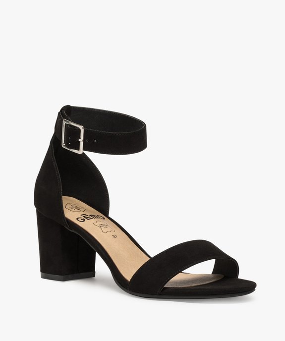 Sandales femme à talon large et bride cheville dessus suédine vue2 - GEMO(URBAIN) - GEMO