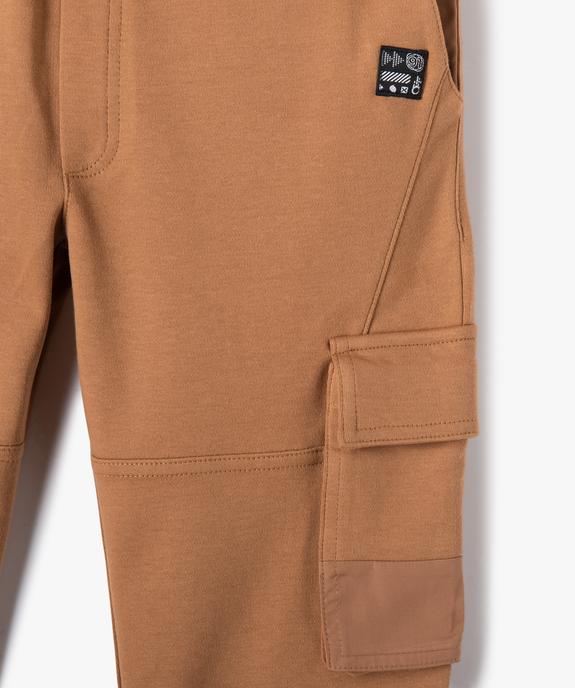 Pantalon de jogging garçon en maille unie façon cargo vue3 - GEMO (JUNIOR) - GEMO