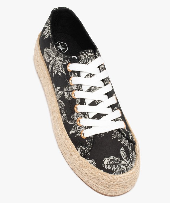 Baskets femme en toile imprimée et semelle cordelette vue6 - GEMO 4G FEMME - GEMO