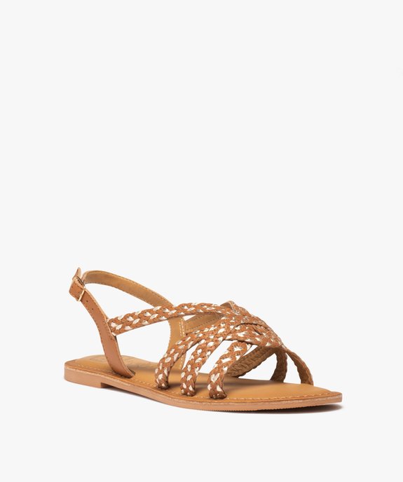 Sandales femme à brides tressées métallisées – Tanéo vue2 - TANEO - GEMO
