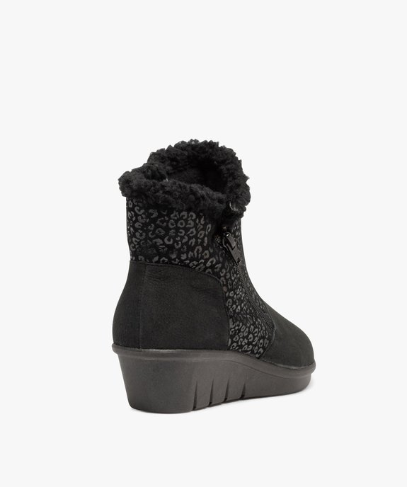 Boots fourrées femme confort dessus cuir souple uni vue4 - GEMO (CONFORT) - GEMO