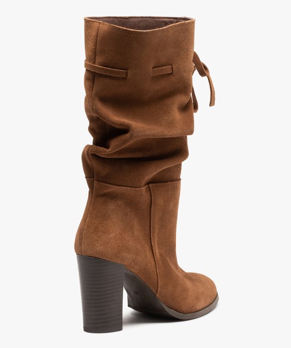 Bottes femme à talon dessus cuir retourné plissé - Tanéo vue5 - TANEO - GEMO