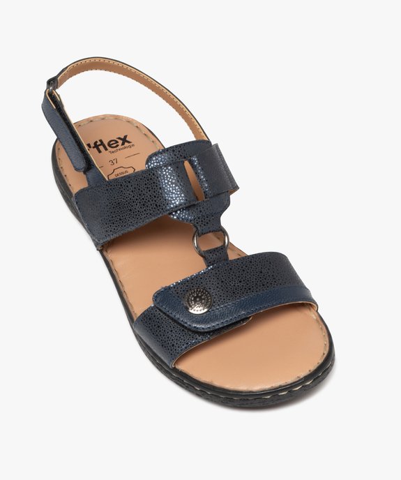 Sandales confort dessus cuir pailleté fermetures à scratch femme vue5 - G'FLEX - GEMO