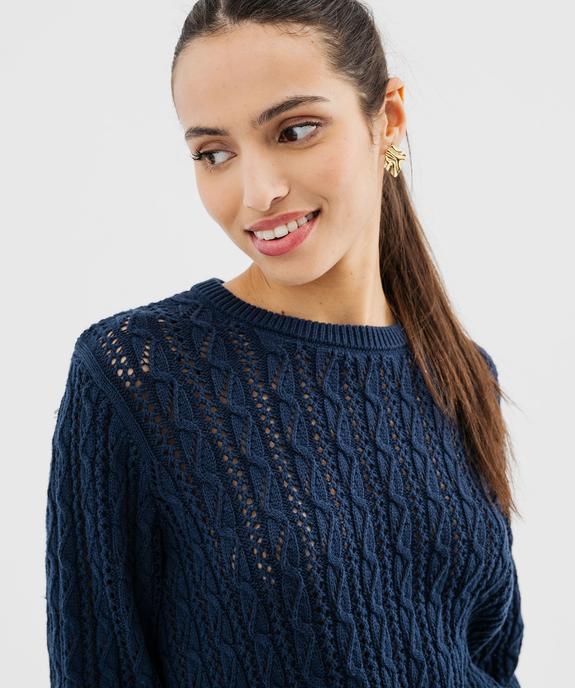 Pull en maille torsadée ajourée femme - LuluCastagnette vue4 - LULU CASTAGNETTE GEMO FOR GOOD - GEMO