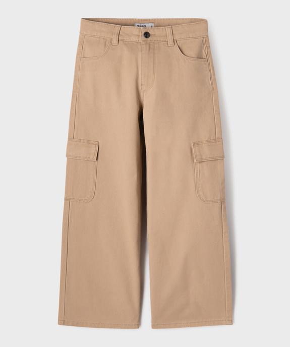 Pantalon cargo large en coton uni fille vue1 - GEMO 4G FILLE - GEMO