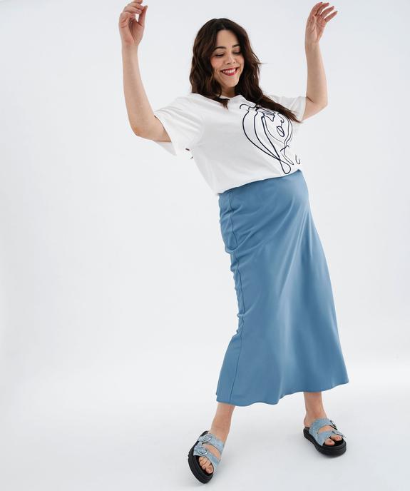 Tee-shirt manches courtes et col rond brodé femme grande taille vue5 - GEMO (G TAILLE) - GEMO