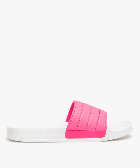 Mules de piscine femme à bandeau fluo vue1 - GEMO (PLAGE) - GEMO