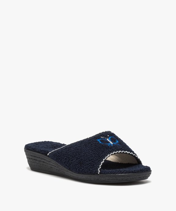Mules femme confort en tissu éponge et talon compensé vue2 - GEMO(HOMWR FEM) - GEMO
