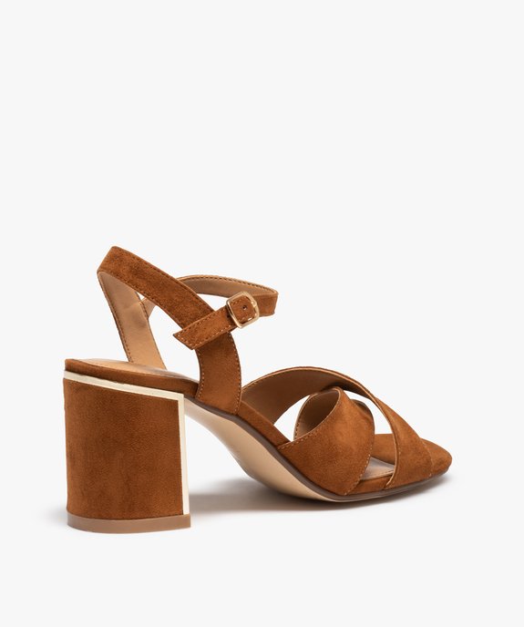 Sandales femme à talon en suédine avec détails métallisés vue4 - GEMO(URBAIN) - GEMO