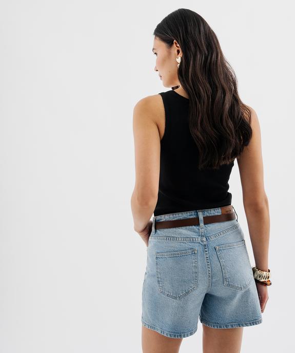 Débardeur en coton côtelé avec finitions festonnées femme vue3 - GEMO 4G FEMME - GEMO