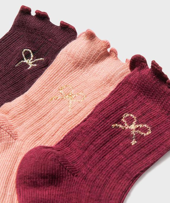Chaussettes avec motif noeud et finitions froncées bébé fille (lot de 3) - GEMO 4G BEBE Chaussettes avec motif noeud et finitions froncées bébé fille (lot de 3) vue2 - GEMO 4G BEBE - GEMO