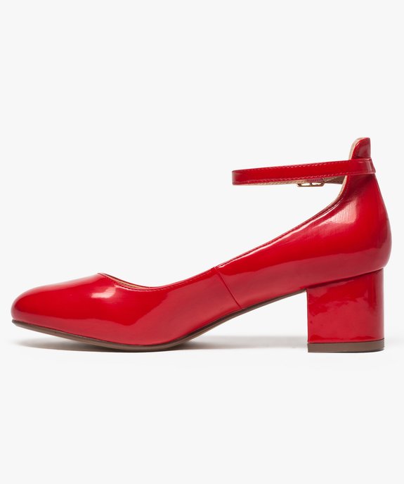 Escarpins femme à talon carré bout rond et bride cheville vue3 - GEMO(URBAIN) - GEMO