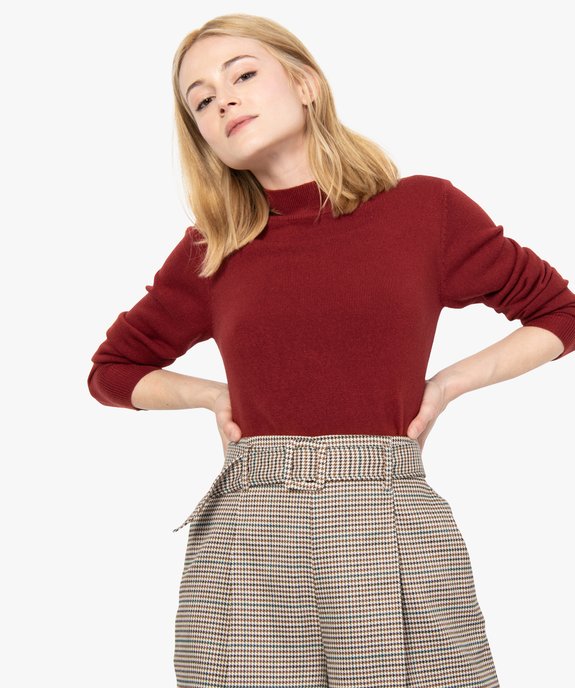 Pull femme col montant coloris uni vue1 - GEMO (MAILLE) - GEMO