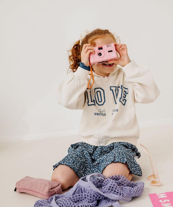 Sweat zippé à capuche avec inscription fille vue7 - GEMO 4G FILLE - GEMO