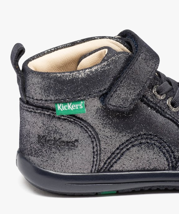 Chaussures premiers pas bébé fille en cuir uni à paillettes - Kickers vue6 - KICKERS - GEMO
