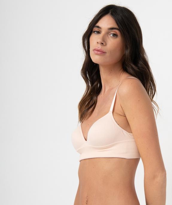 Brassière push-up en maille côtelée à fines bretelles vue1 - GEMO 4G FEMME - GEMO