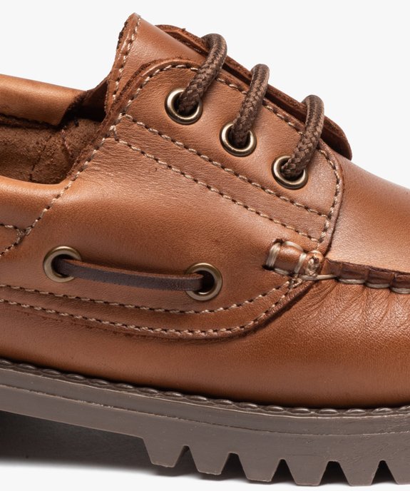 Mocassins unis en cuir à semelle crantée garçon vue6 - GEMO 4G GARCON - GEMO