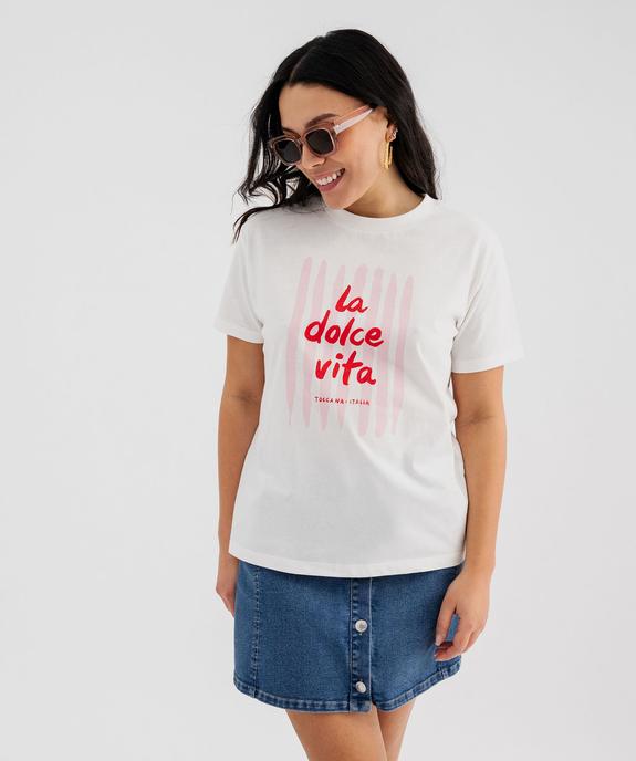 Tee-shirt manches courtes avec motif coloré femme vue2 - GEMO 4G FEMME - GEMO