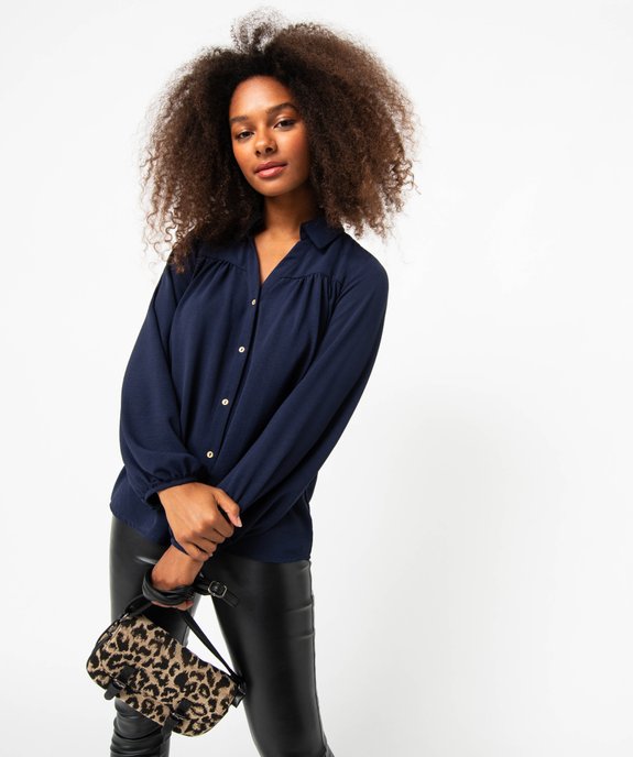Chemise unie à manches longues femme vue1 - GEMO(FEMME PAP) - GEMO