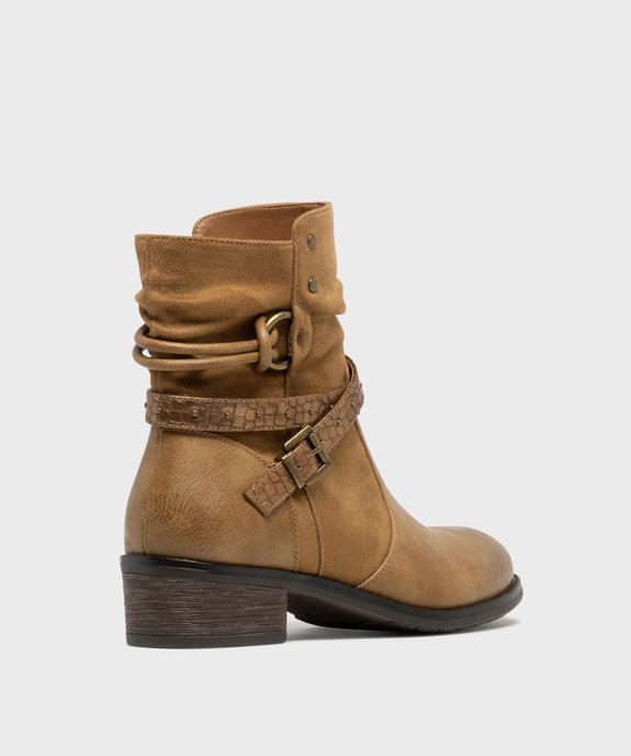 Boots femme à petit talon avec col effet plissé et brides fantaisie vue10 - EMILIA ROSA G4G - GEMO