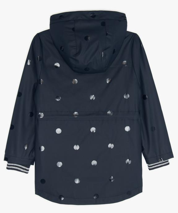Imperméable fille déperlant à doublure chaude à pois brillant ton sur ton vue3 - GEMO (ENFANT) - GEMO