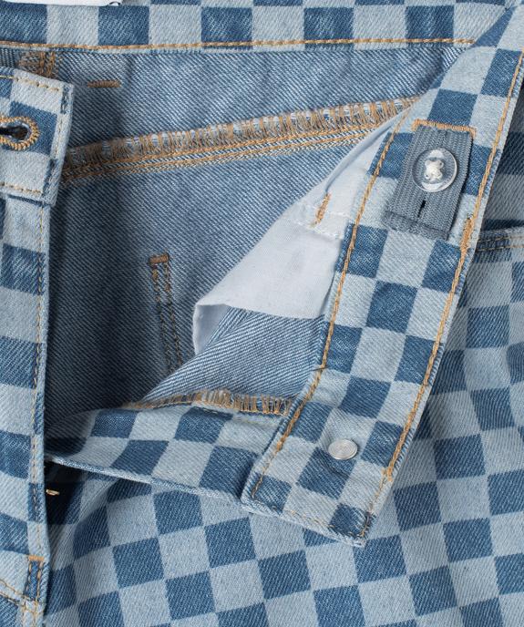 Short en jean fille motif damier vue3 - GEMO (JUNIOR) - GEMO