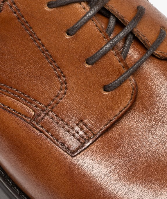 Derbies homme classiques à lacets dessus cuir uni vue6 - GEMO(URBAIN) - GEMO