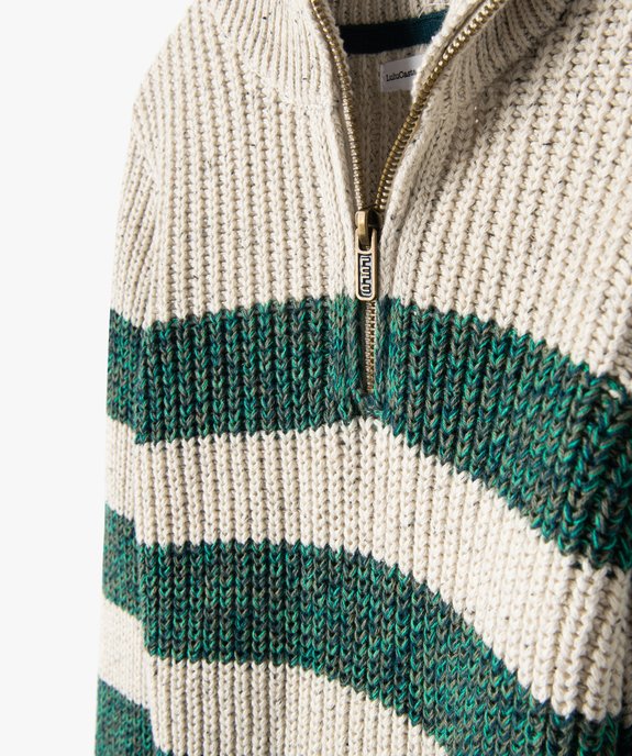 Pull garçon rayé avec col camionneur zippé - LuluCastagnette vue2 - LULUCASTAGNETTE - GEMO